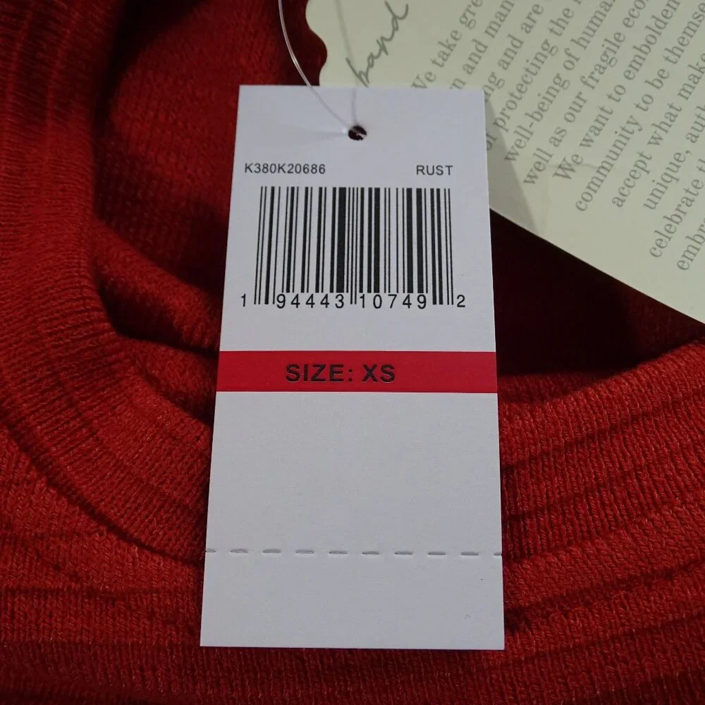 Band Of The Free Rust Ribbed Knit Crop Top Women Size XS Wide Sleeve NEW/FLAW